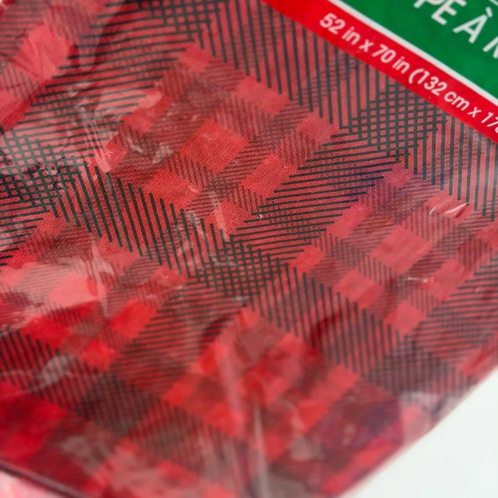 Christmas House Red Black Plaid Flannel Back Tablecloth 52x70 Set of 2 NEW